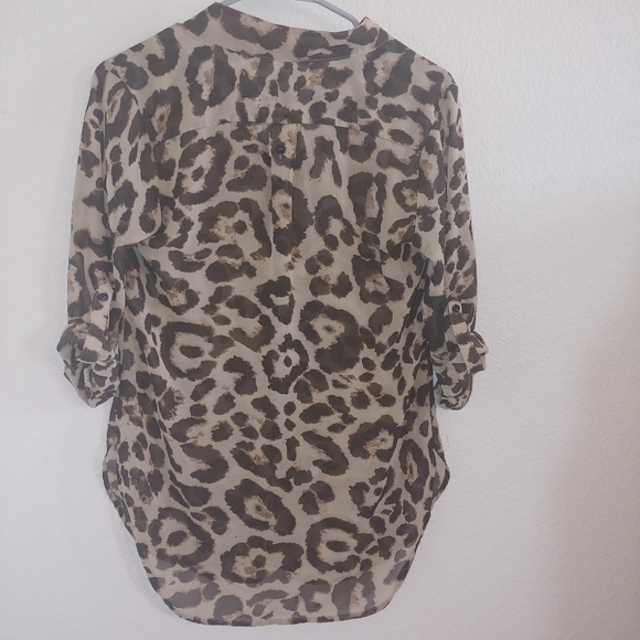 Cheetah leopard print sheer popover blouse - Picture 2 of 6